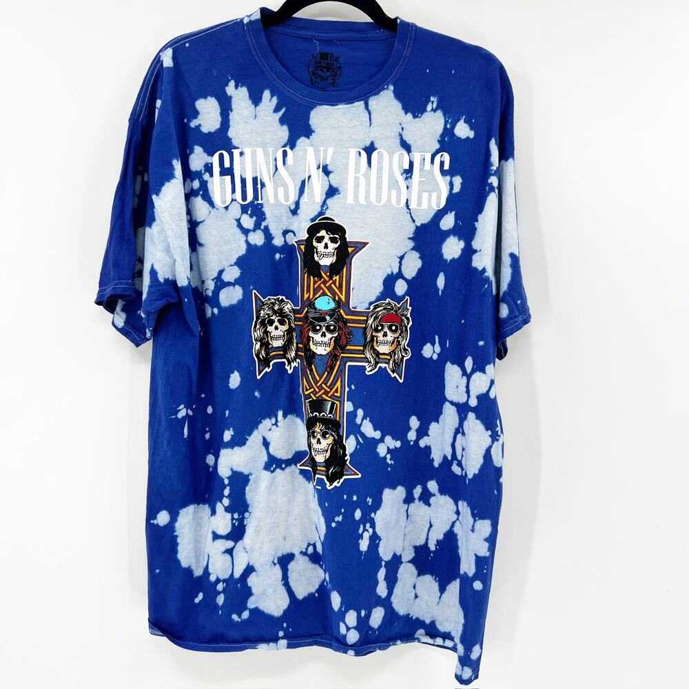 Guns N Roses Unisex Blue Tie Dye Appetite For Destruction‎ T Shirt Tee Top Sz XL